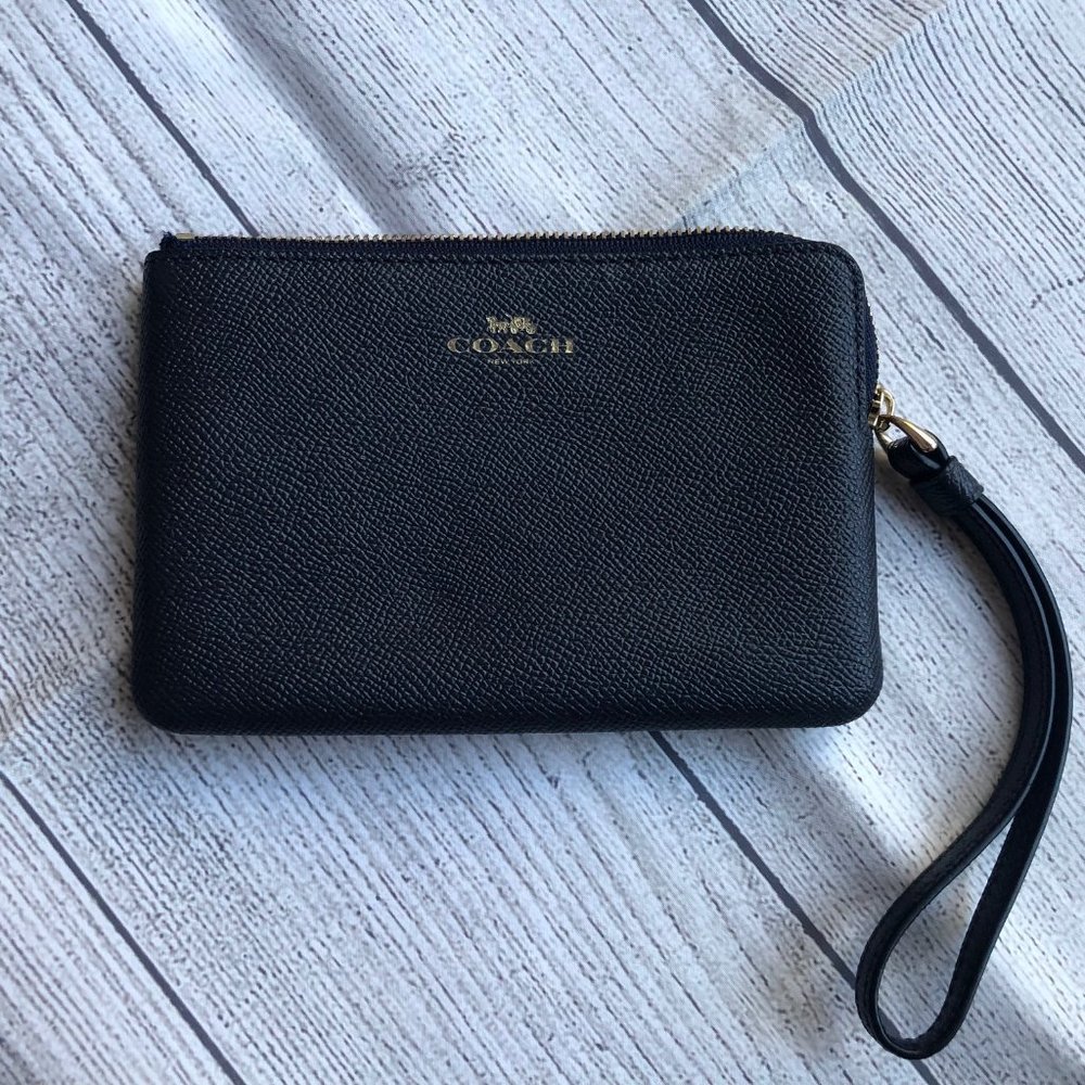 Coach Navy Blue Leather Wristlet